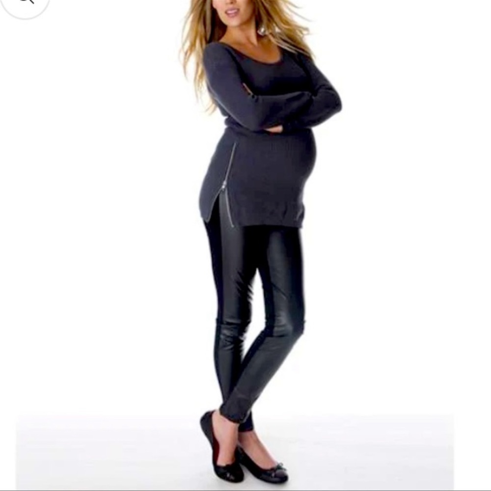Seraphine CiCi Faux Leather Panel Maternity Leggings